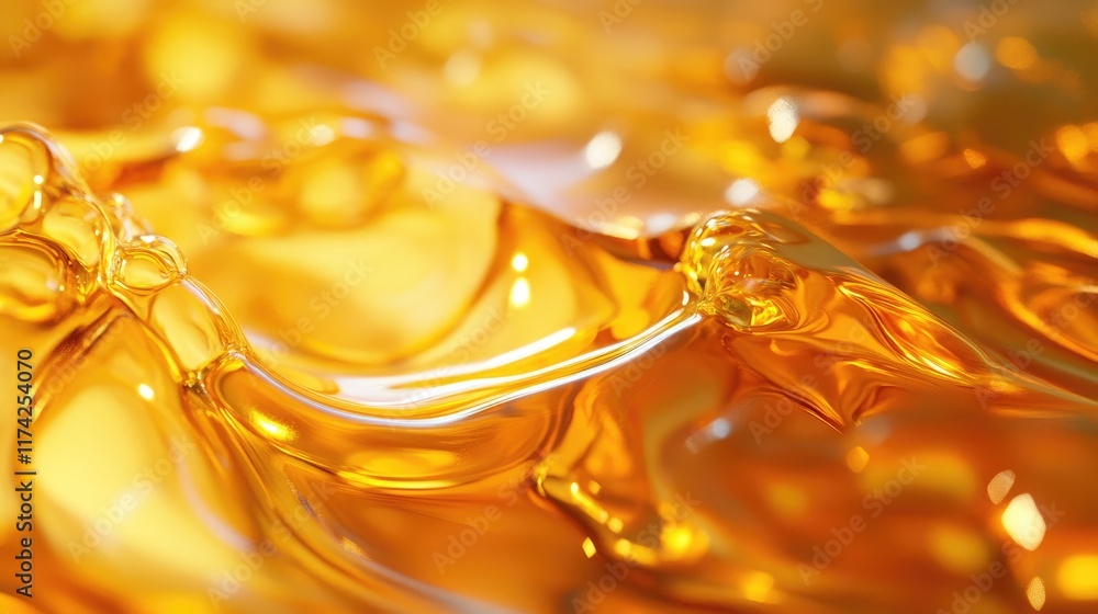 Poster vibrant 3d abstract background featuring dynamic golden liquid surface with smooth fluid textures an