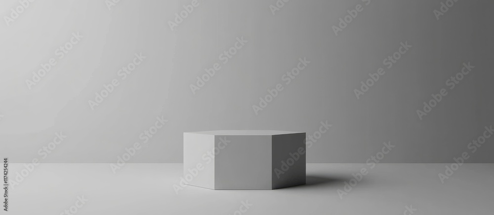 Poster 3d minimalist hexagonal background with blank space for text presentation or product display in mono