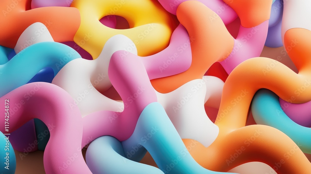 Poster vibrant 3d abstract background with colorful curved shapes and fluid design elements in a playful ar