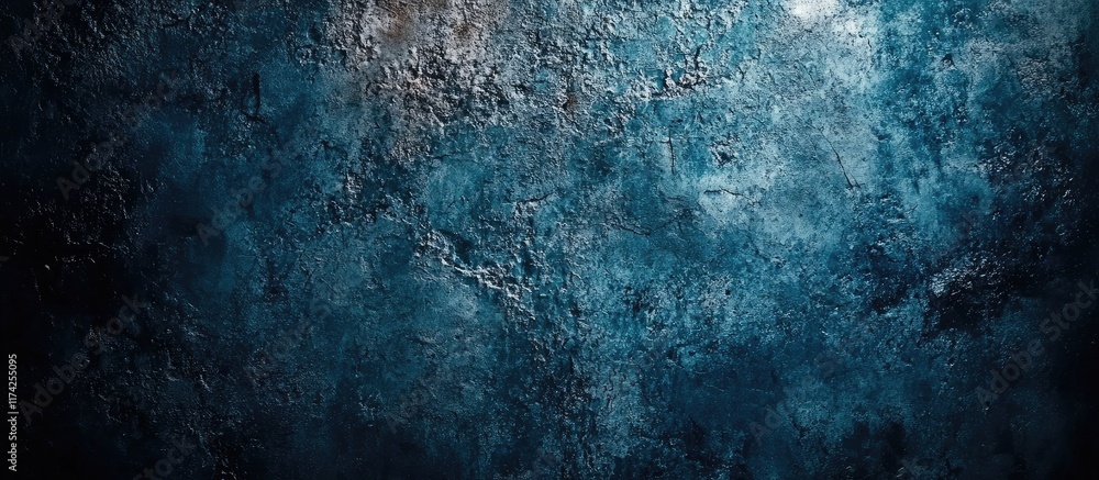 Poster abstract dark textured background with rust and shades of blue and gray for design projects and text