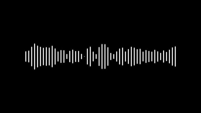 abstract music sound wave or audio waveform on a black background. Technology digital signal Audio spectrum. 
Sound waves meter. White audio waveform, Sound wave isolated animation.