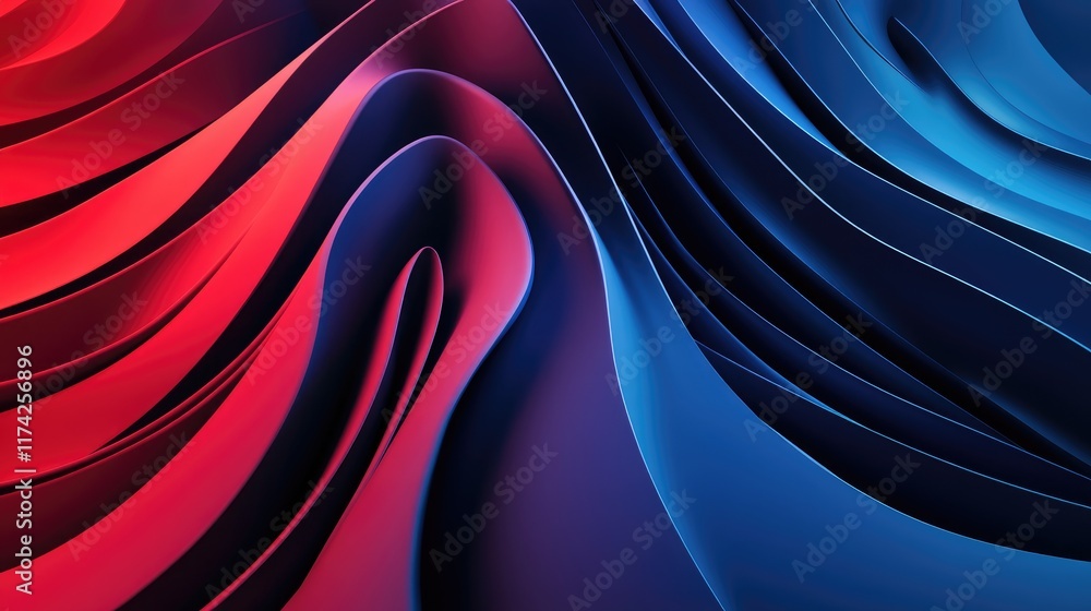 Aufkleber dynamic 3d abstract background featuring flowing red and blue waves for modern design aesthetics