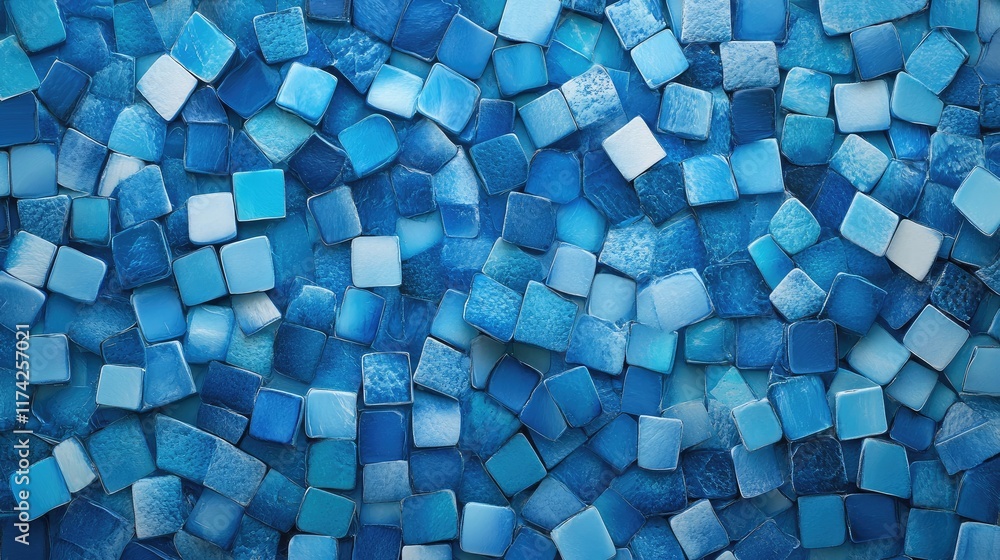 Poster azure blue mosaic cube background with textured design for creative projects and digital art use