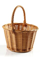 Obraz premium Handle of wicker basket isolated against bright white, woven, cord