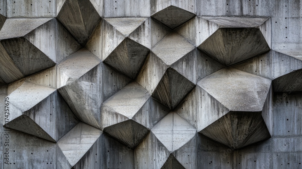 Leinwandbilder geometric patterns on an abstract textured concrete wall in brutalist architectural style
