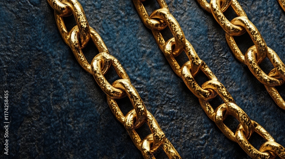 Poster gold chains on textured surface abstract background for luxury and wealth conceptual design