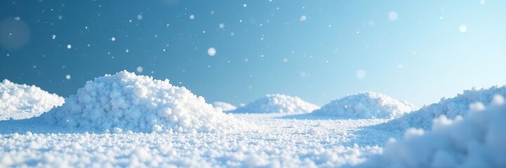 Freshly fallen snow mounds on a serene winter landscape, , snowflakes