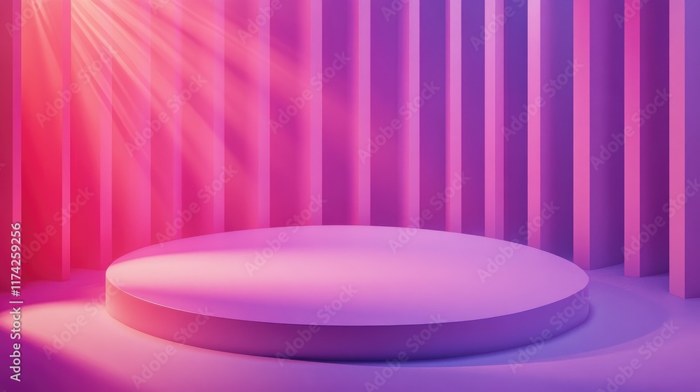 Poster 3d abstract background with gradient purple and pink light rays for modern design and presentation t