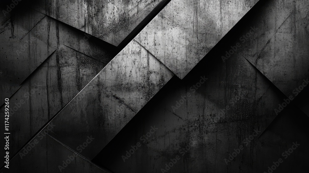 Poster Dark Abstract Concrete Texture with Geometric Patterns for Modern Background Design