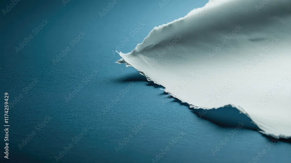 Aufkleber close-up of textured paper edge lying on a smooth teal surface emphasizing simplicity and elegance i