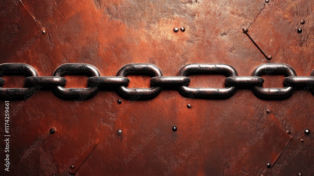 Aufkleber abstract copper red textured background featuring a prominent chain conveyor design for industrial a
