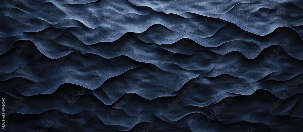 Poster 3d dark blue wavy abstract background with smooth textures suitable for creative copyspace and desig