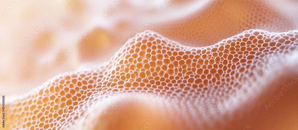 Poster 3d abstract human skin molecules background with foreground focus and empty space for text enhanceme