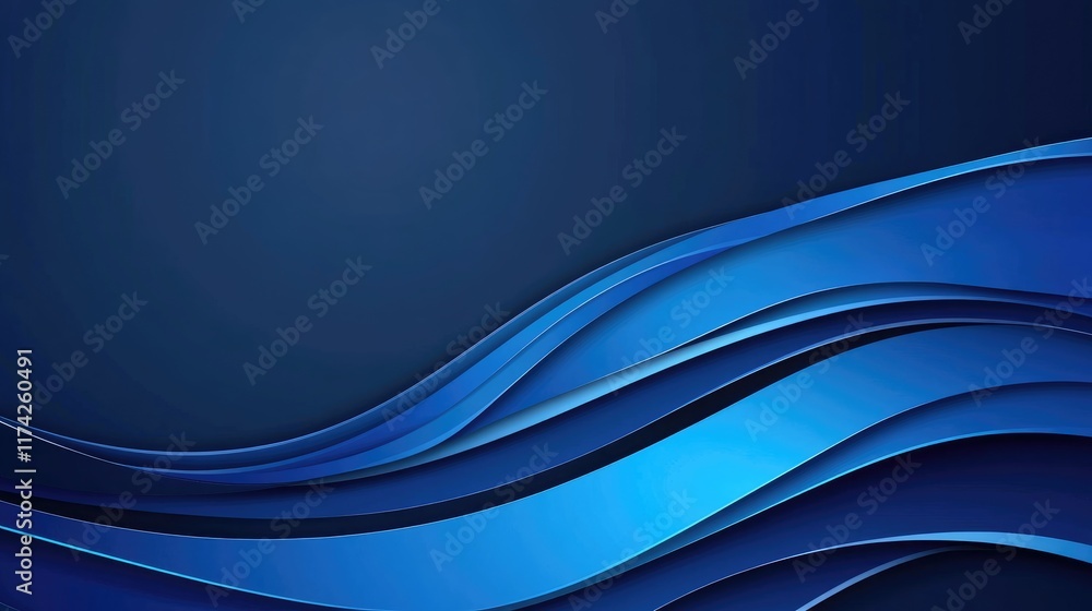 Poster elegant 3d blue background with flowing curved waves ideal for modern design and digital media appli