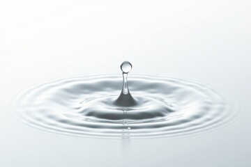 isolated waterdrop on a pristine white background, solitude, simplicity