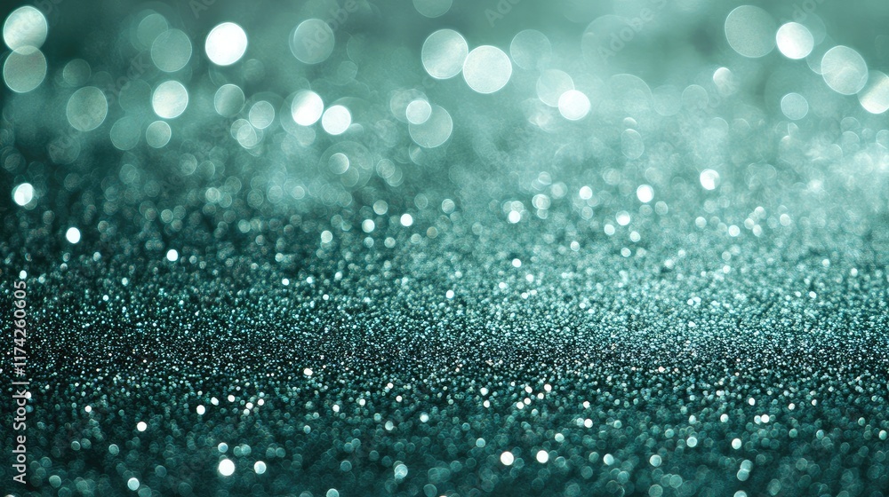 Poster emerald green abstract bokeh background with shimmering defocused circles ideal for disco party them