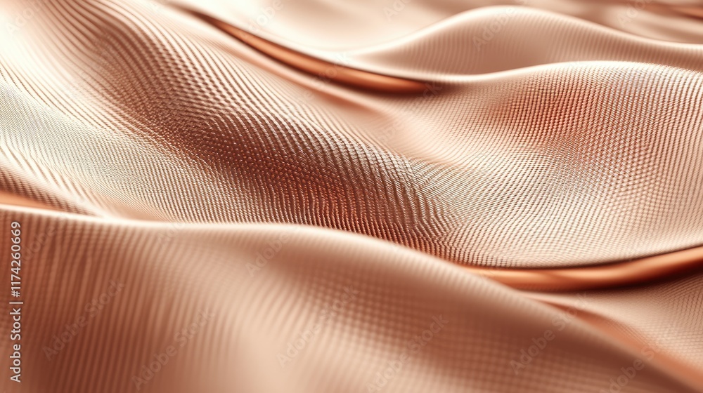 Poster Abstract Copper Texture Smooth Wavy Surface with Soft Light for Background or Design Use