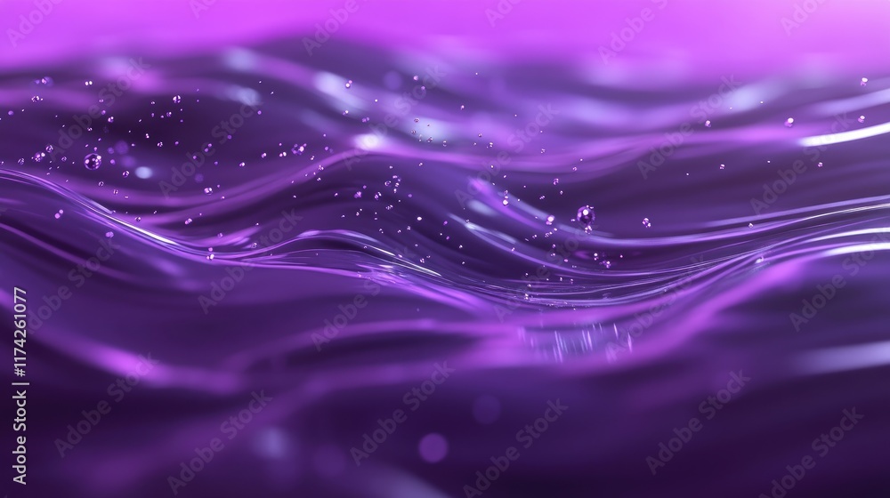 Poster sophisticated 3d purple wave background with dynamic dots creating an abstract fluid effect for mode