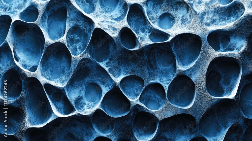Poster abstract 3d blue textured wall background featuring unique bubble-like patterns and smooth surface d