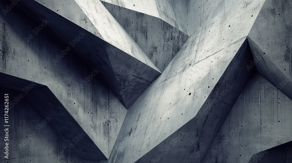 Aufkleber geometric concrete texture with angled surfaces and modern architectural design elements