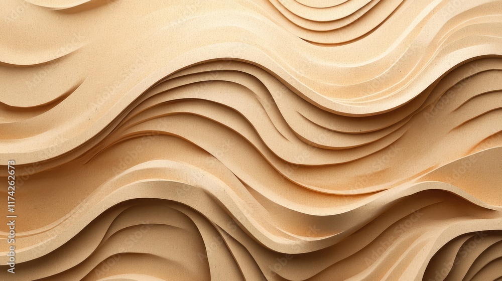 Poster 3d wavy cardboard paper texture with intricate crafted design for background and surface application