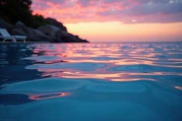 Obraz premium Gentle water ripples on a pool surface at dusk, serene, evening, oceanic