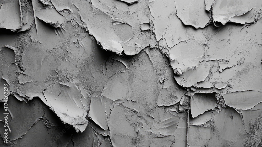 Poster textured abstract concrete surface with cracked paint layers in monochrome tones