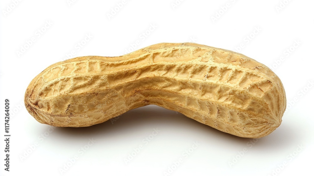 Aufkleber a large ripe peanut with textured shell displayed against a clean white background for food and agri