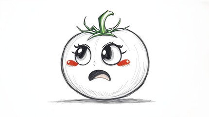 Fototapeta premium funny cartoon tomato on white background for healthy eating promotions