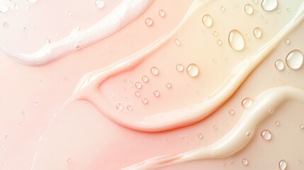 Soft Pastel Cosmetic Background with Gel Cream Texture and Dew Drops for Modern Skincare Advertising and Beauty Product Display
