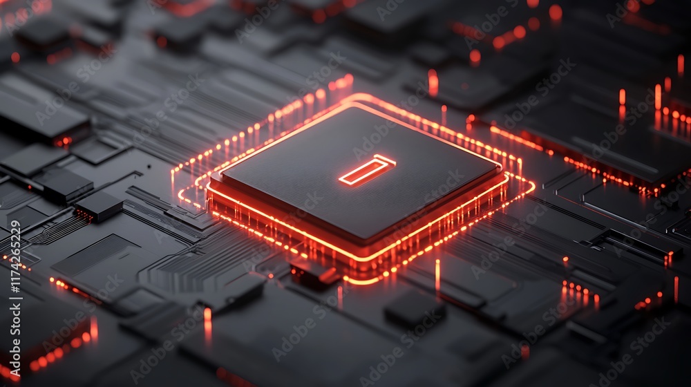 Poster Illuminated Central Processing Unit On Circuit Board
