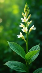 Obraz premium Vanilla flowers and pods in a lush green environment, , nature, plant