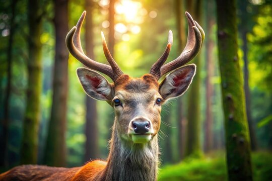 1080p slow-motion portrait: a majestic deer unfolds in serene forest beauty.