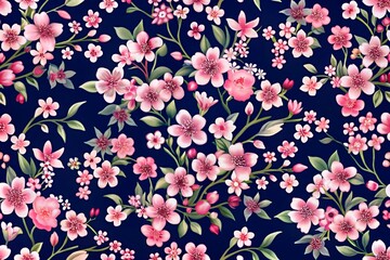 Seamless delicate pattern of bouquets. Liberty syle. Floral seamless background for textile or book covers, manufacturing, wallpapers, print, gift wrap and scrapbooking. Trendy colors.
