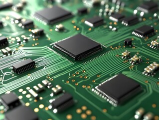 Digital Data Transfer   Futuristic Microchip and Circuit Board Technology Background