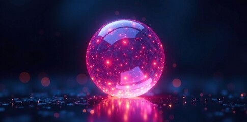 Glowing translucent bubble in a dark environment, radiant, dark