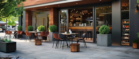 Modern cafe seating area, AI generated image