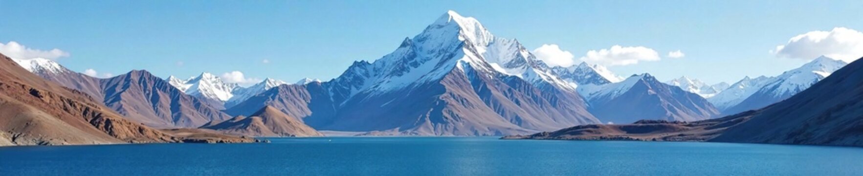 Gurla Mandhata Peak majestically rising above Lake Manasarovar, Mountainous Regions, Himalayan Peaks