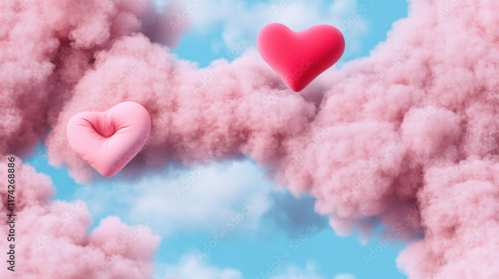 Poster seamless valentine's day, a high-fidelity 3d background featuring a floating heart, designed for use