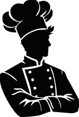 chef silhouette isolated on vector illustration,Restaurant chef job hiring horizontal web banner and cooking social media thumbnail template design with chef vector illustration