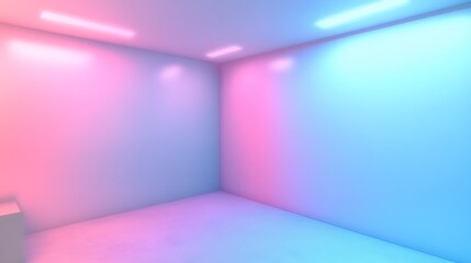 Pastel Room Illuminated By Neon Lights