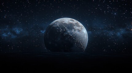 Fototapeta premium A dark, ethereal image of the moon against a starry sky. Perfect for space-themed projects, website backgrounds, or presentations.