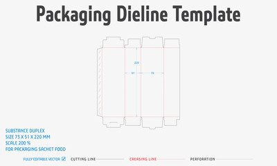 Packaging Dieline Template. 2D Technical Drawing fully editable vector. Prepared for production.