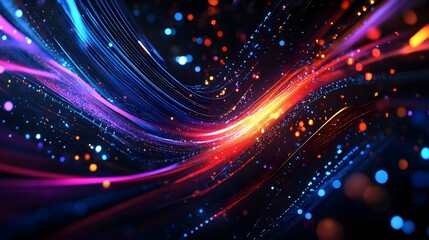 Fototapeta premium Abstract technology background features a dynamic digital graph representing the stock market, with vibrant colors and futuristic elements that convey complexity