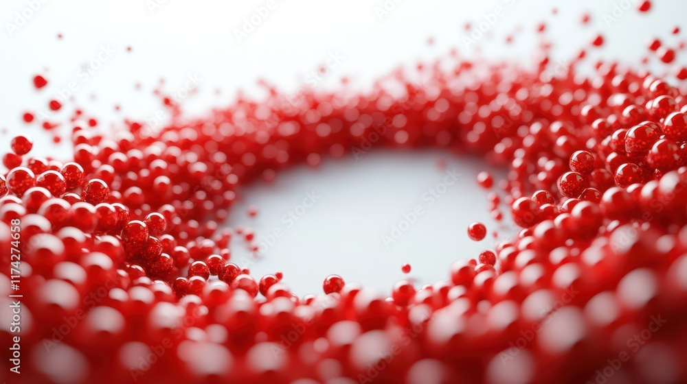 Poster abstract red sphere vortex: a stunning 3d render of dynamic red spheres creating a captivating circu