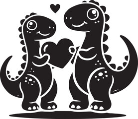 Dinosaurs holding heart