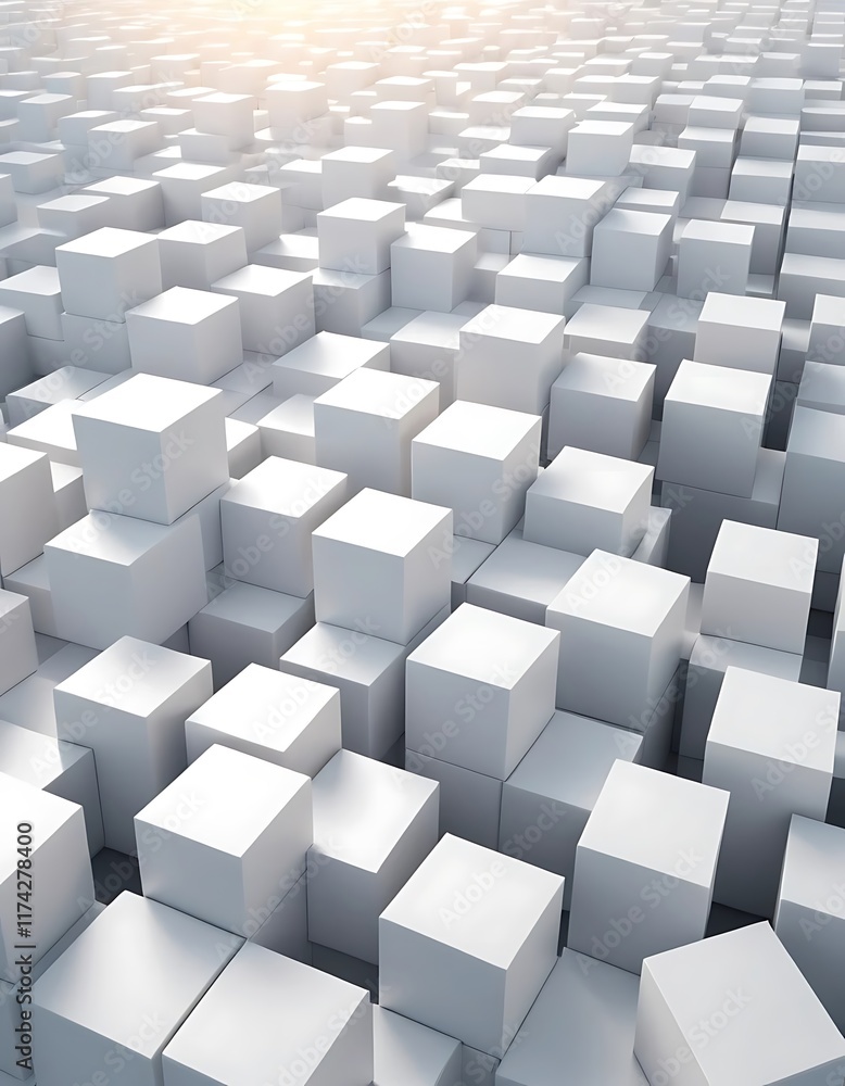 Poster white cubes abstract three dimensional structure