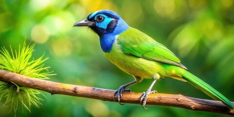 Obraz premium Discover breathtaking high-resolution images of vibrant green jays in their natural habitat.