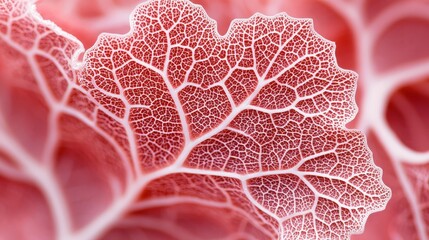 A close-up of the intricate texture of coral lettuce leaves.
