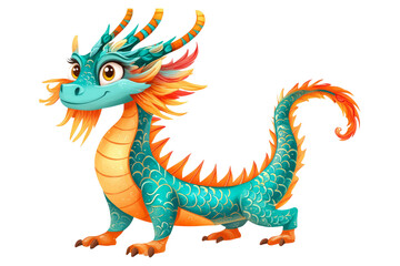 Fototapeta premium green dragon isolated on white